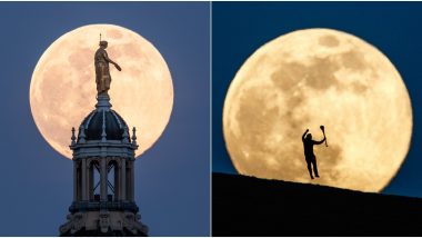 April Super Pink Moon 2020 Photos and Videos: Stunning Shots of Year's Biggest and Brightest Supermoon Will Make Every Selenophile Say 'WOAH'