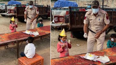 Delhi Police Celebrates Birthday of 4-Year-Old Labourer's Daughter by Arranging a Cake Amid Lockdown, Heartwarming Gesture is Giving Netizens All The Feels (View Pic)