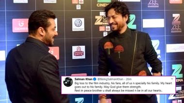 Irrfan Khan Demise: Salman Khan Offers Condolences to Late Actor's Family (View Tweet)