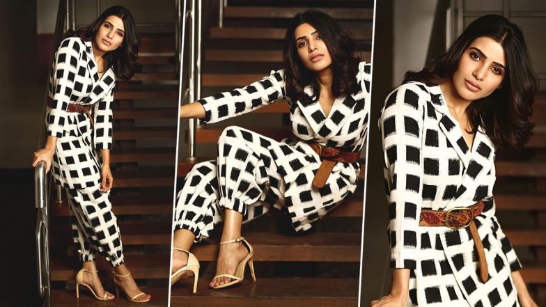Samantha Akkineni Gives Handloom a Chic Spin With a White Ikat Pantsuit!