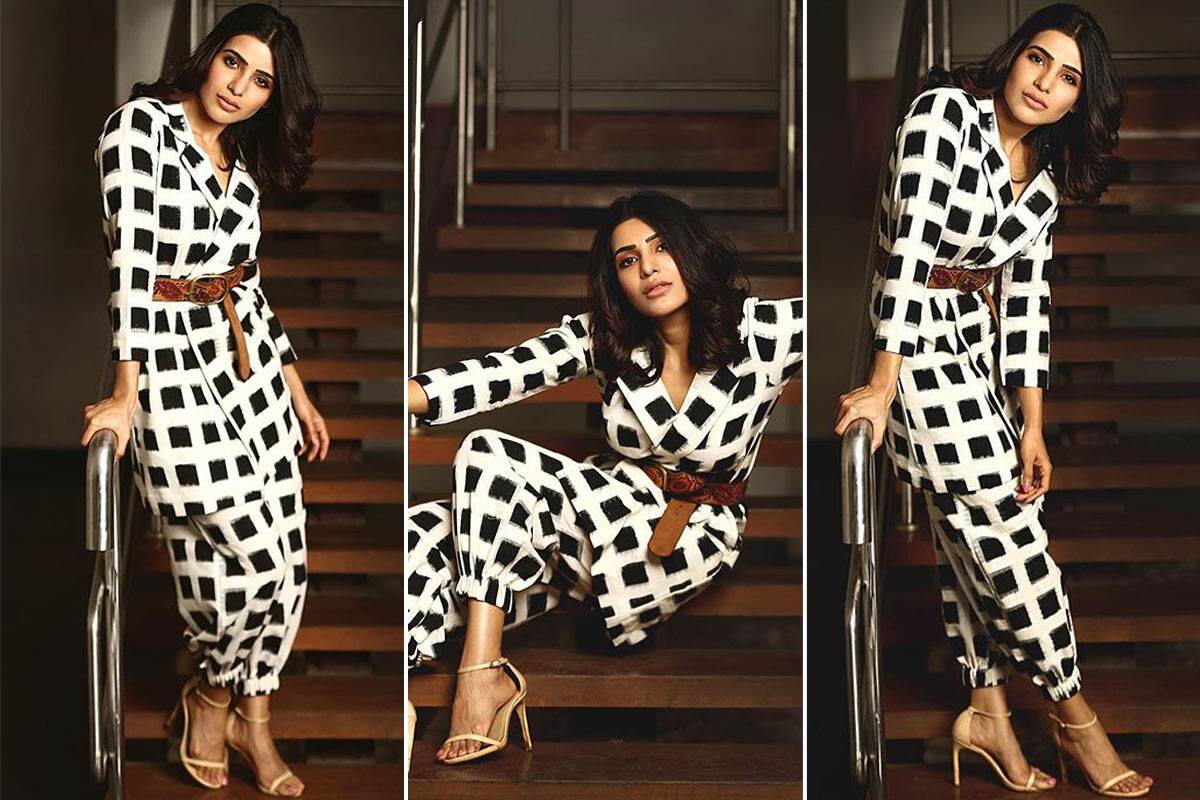 Samantha Akkineni in Preetham Jukalker ikat pantsuit