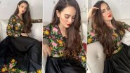 Sana Khan Is Chic in Dark Florals but Her Red Lips and Perfect Winged Eyes Have Us Hooked!