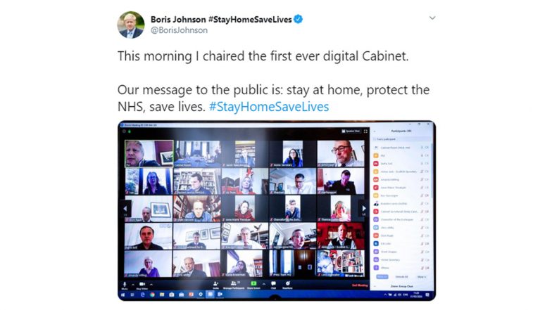 Boris Johnson Holds UK's First Virtual Cabinet Meeting, Tweets Picture Revealing Username of Ministers