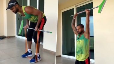 Shikhar Dhawan’s ‘Pocha Training’ Will Inspire You to Be Fit Amid COVID-19 Lockdown (Watch Video)