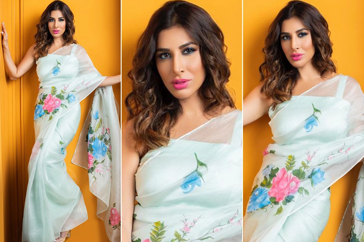 Sophie Choudry in Muksweta organza saree