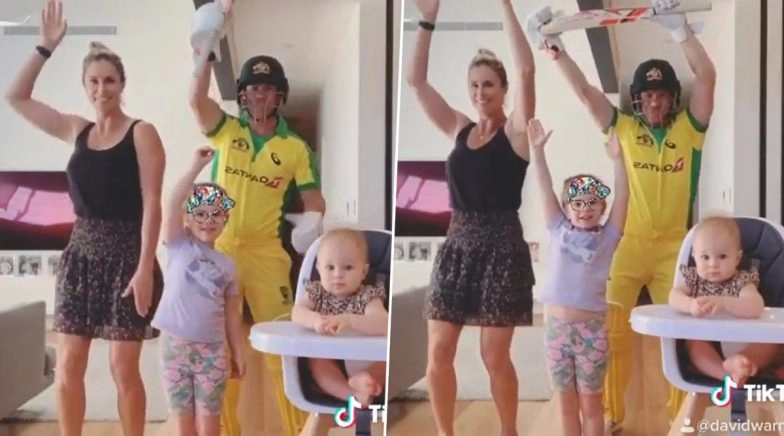 David Warner Dances in Perfect Sync With Wife Candice and Daughter in TikTok Video
