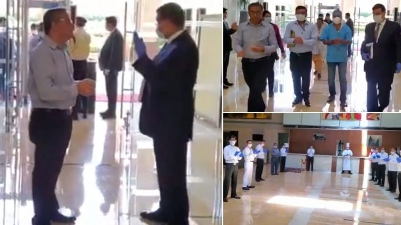 Lalit Hotel Staff Clap For Doctors Working in Lok Nayak Hospital & GB Pant Hospital As a Mark of Gratitude For Rendering Their Service Amid Coronavirus Lockdown, Watch Video