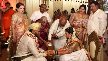 Nikhil Kumaraswamy Marries Revathi in Low-Key Ceremony at Farmhouse in Karnataka Amid Lockdown, Father HD Kumaraswamy Says 'Social Distancing Would Have Been a Challenge at Home', Watch Video