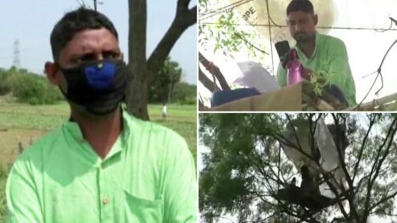 West Bengal Teacher Subrato Pati Takes Online Classes From a Tree Top Due to Network Issues in His Village in Bankura, View Pics
