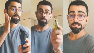 Virat Kohli New Look: Indian Captain Shaves Off Beard and Starts #TrimAtHome Challenge on Social Media (Watch Video)