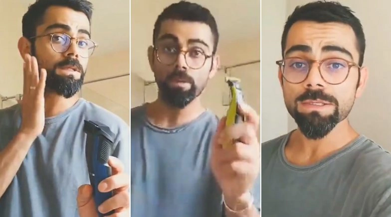 Virat Kohli New Look: Indian Captain Shaves Off Beard and Starts #TrimAtHome Challenge