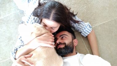 Virat Kohli, Wife Anushka Sharma and Their Pet Dog Dude Steal the Show on Twitter; Indian Cricket Team Captain Posts Picture of Trio Cuddling Each Other