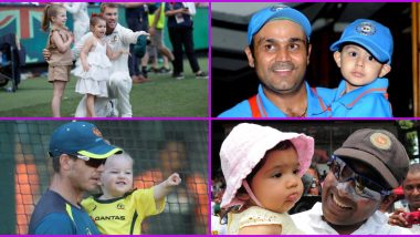 Cricketers With Their Children: From David Warner's Daughters to Virender Sehwag's Son, ICC's Latest Thread on Twitter is Loaded With Cuteness (View Pics)