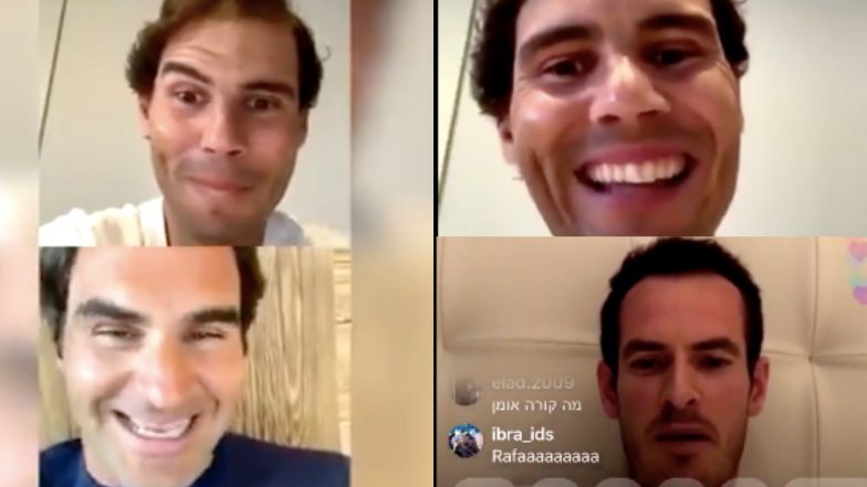 Roger Federer, Andy Murray Join Rafael Nadal During Instagram Live; Tennis Duo Troll Spaniard After he Struggled to Use the Platform (Watch Videos)
