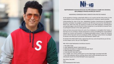 Sajid Nadiadwala Announces Bonus For 400+ Employees While Also Donating Money To PM Cares And CM's Relief Funds Among Others