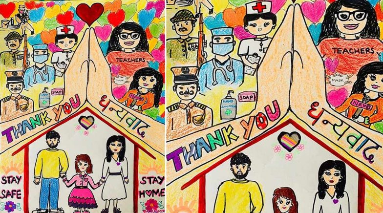 Aaradhya Paints a Picture to Thank all the Frontline Workers Fighting the War Against COVID-19 