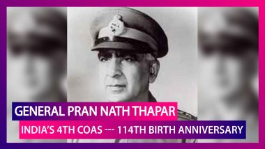 General Pran Nath Thapar 114th Birth Anniversary: Interesting Facts About Fourth Chief of Army Staff