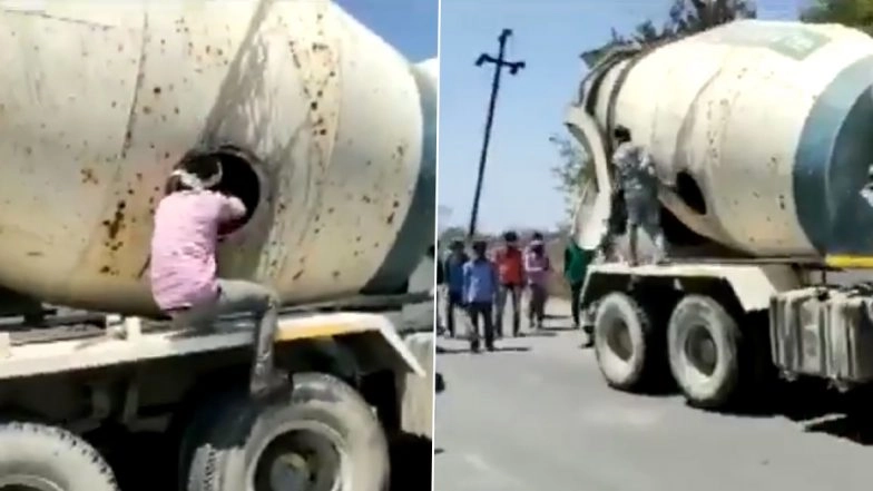 Madhya Pradesh: 18 People Found Travelling Inside Tank of Concrete Mixer Truck to Reach Lucknow From Maharashtra; Watch Video