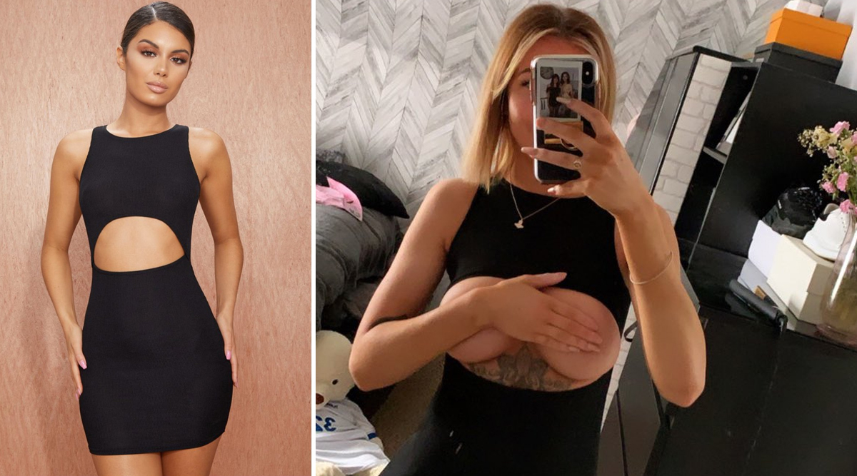 Mortified woman splashes out on a dress with waist cut-outs – but it  doesn't even cover her boobs