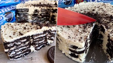 Oreo Icebox Cake With Just 3 Ingredients and No Baking! Here's How To Make This Easy Dessert Recipe Amid Lockdown to Satisfy Your Sweet Tooth (Watch Video)