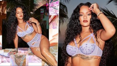 Rihanna in Lavender Two-Piece Lingerie with a HOT Garter Belt Leaves Fans Gasping For Breath! Check Out Sexy Pics of Bad Gal Riri As She Celebrates 2 Years of Fenty