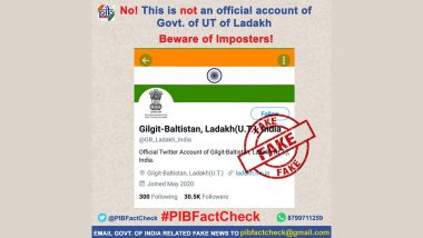 Ladakh Union Territory Twitter Handle Name Changed to Gilgit-Baltistan, Ladakh (U.T)? PIB Debunks Fake Claims, Here’s the Truth