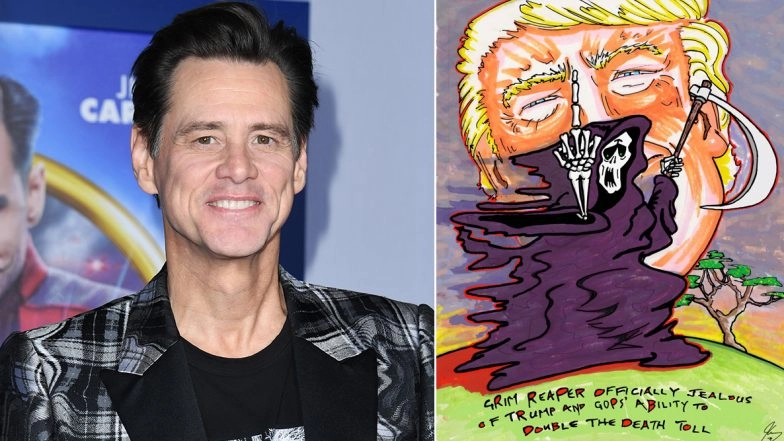 Jim Carrey Shares Funny Painting of How Grim Reaper Is 'Officially Jealous' of Donald Trump Amid COVID-19 Crisis