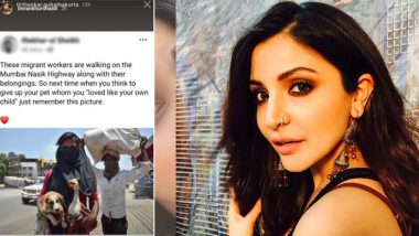 Anushka Sharma Shares a Pic of Migrant Labourers Walking on the Street as a Message to the Pet Owners