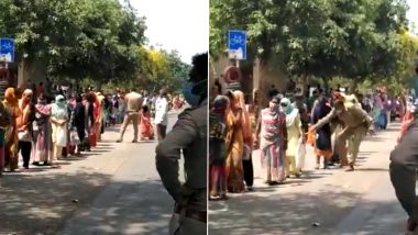 Uttar Pradesh Cop Caught on Camera Thrashing Women Standing in Queue for Ration in Noida Amid COVID-19 Lockdown, Sub-Inspector Involved in Act Suspended