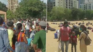 Mumbai: Migrant Workers Gather at Kandivali Ground After Two Uttar Pradesh-Bound Trains Cancelled at Borivali Station