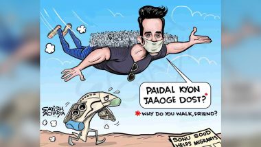 Sonu Sood's Charitable Superheroics to Help Migrant Workers Make For An Apt Cartoon (View Pic)