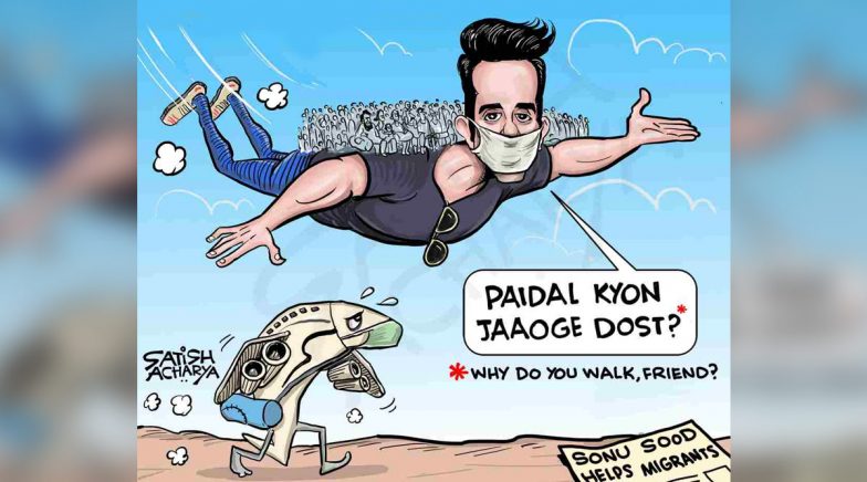 Sonu Sood's Charitable Superheroics to Help Migrant Workers Make For An Apt Cartoon (View Pic)