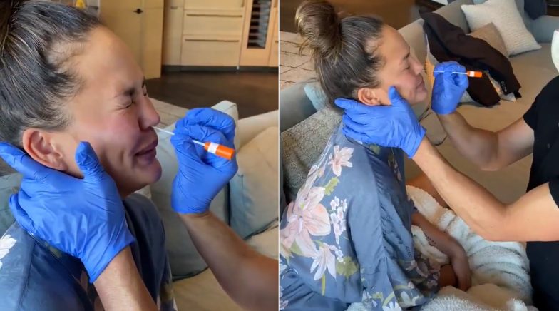 Chrissy Teigen Undergoes COVID-19 Test Before Prepping For Her Breast Surgery, Posts Video 