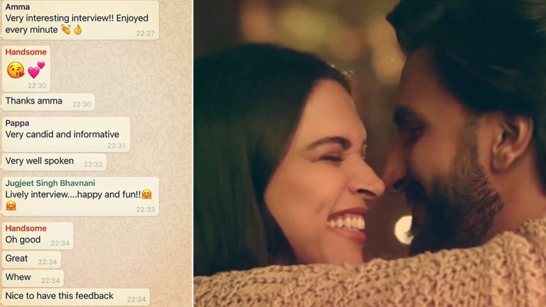 Deepika Padukone Saves Hubby Ranveer Singh’s Name As ‘Handsome’ on Phone and Her WhatsApp Screenshot Is Proof