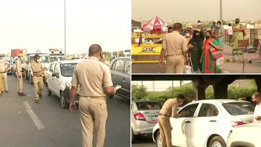 Heavy Traffic Seen at Delhi-Ghaziabad Border Near Ghazipur a Day After Border Sealed Again Amid Rising COVID-19 Cases; See Pics