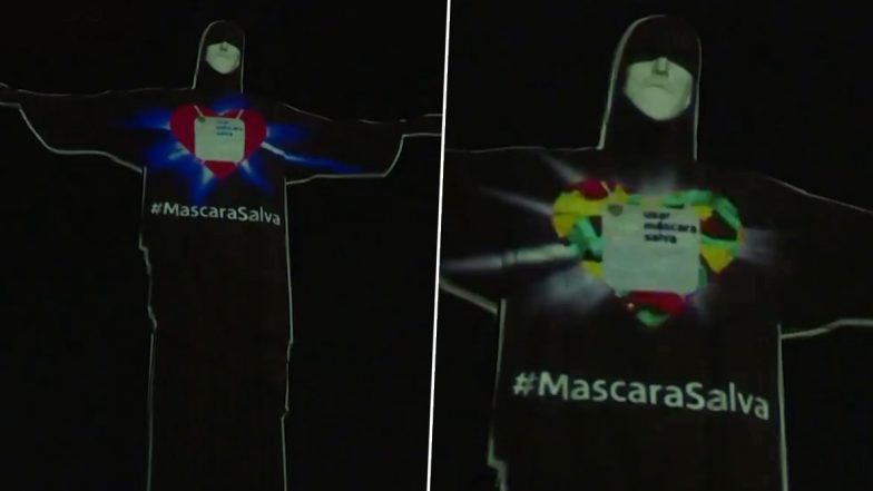 Rio de Janeiro's Iconic Christ the Redeemer Statue 'Wears' a Mask Urging People to Protect Themselves amid the COVID-19 Pandemic