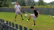 CR7, Son Cristiano Ronaldo Jr. Practise Football in Garden Ahead of Return to Juventus Training Session