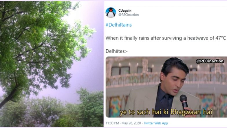 #DelhiRains Trends Online With Beautiful Photos and Some Funny Memes as Delhiites Welcome Pleasant Weather After Extreme Heatwave