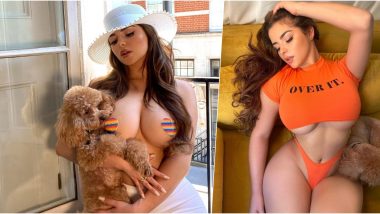 Topless Demi Rose Flashes Heart-Shaped Nipple Pasties, Looks Hot Petting Her Poodle in New Instagram Post!