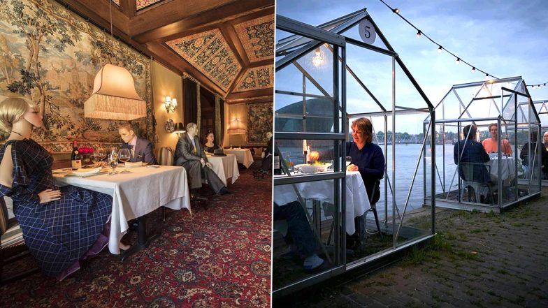 Dining With Social Distancing: From Mannequins to 'Quarantine Greenhouses', How Eating in Restaurants is Changing Post Lockdown (View Pics)