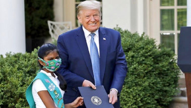 US President Donald Trump Honours 10-Year-Old Indian-American Girl Sravya Annappareddy for COVID-19 Help