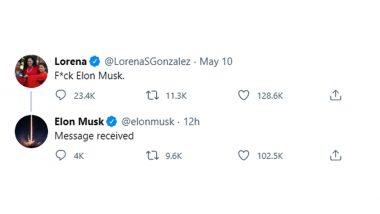 Elon Musk Has The Chillest Reply to California Lawmaker Lorena Gonzalez's Tweet 'F*ck Elon Musk' After Threatening to Move Tesla Out of State