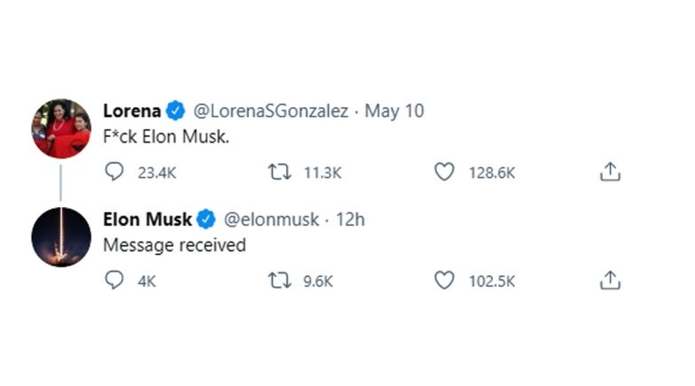 Elon Musk Replies to California Lawmaker Lorena Gonzalez's Tweet 'F*ck Elon Musk'