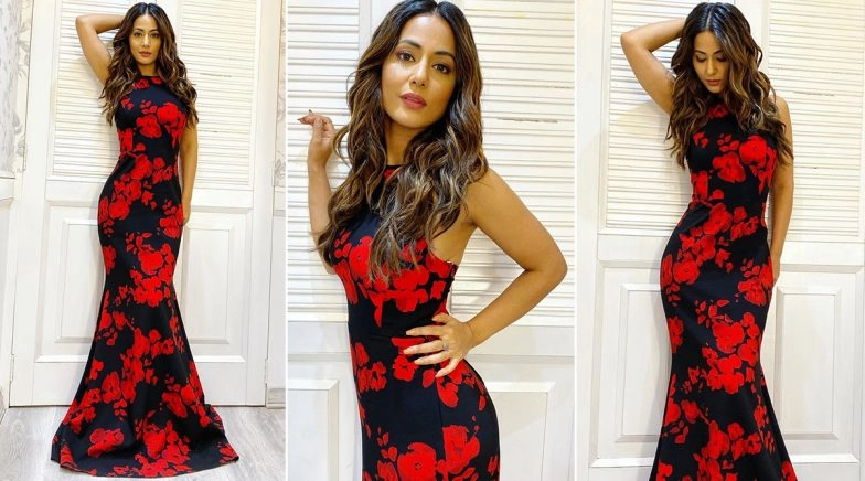 Hina Khan Flaunts Her Sexy Hourglass Figure In A Floral Bodycon Gown!