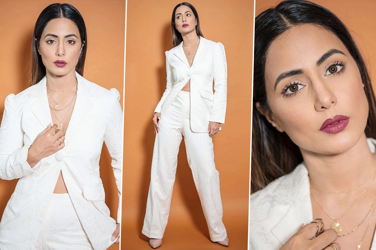 Hina Khan in Ombrello pantsuit for Hacked promotions