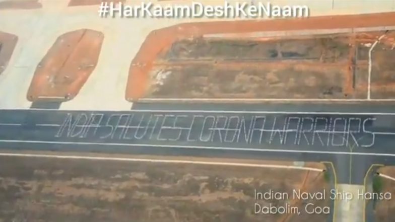 Indian Navy Personnel at INS Hansa Form Human Chain to Show Their Gratitude to COVID-19 Warriors, Watch Video
