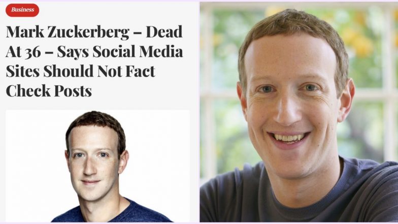 'Mark Zuckerberg Dead at 36' Satire Headline Impresses Twitterati! Mocks Facebook CEO's Stance Over Social Media Not Being 'Arbiter of Truth'