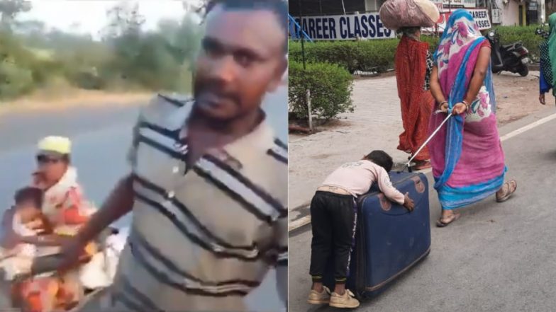 Migrant Crisis: From Man Dragging Pregnant Wife for 700 Km to Child Sleeping on Trolley Bag, Videos of Migrant Workers Struggling to Reach Their Homes Will Break Your Heart