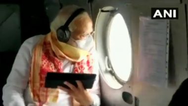 PM Narendra Modi Undertakes Aerial Survey of Areas Affected by Cyclone Amphan in West Bengal (Watch Video)