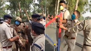 UP, Rajasthan Policemen Get Into Brawl at Mathura Border Over Entry of Migrant Workers, Watch Video